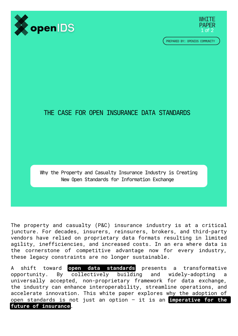 The Case for Open Insurance Data Standards